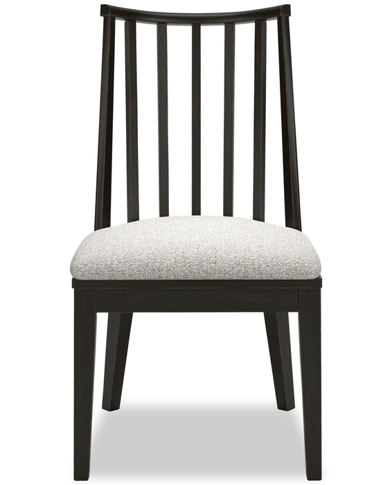 Chaise de salle à manger Shaw en tissu de polyester avec dossier à lattes - noire