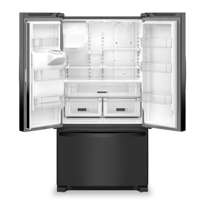 Réfrigérateur Whirlpool de 36 po et de 25 pi³ à portes françaises avec distributeur d’eau et de glaçons - WRFF3436RB