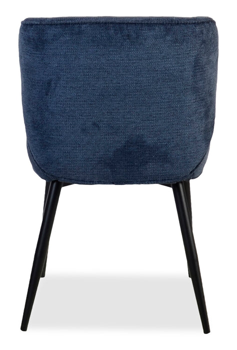 Chaise de salle à manger Sara à oreilles en tissu de polyester et en métal - bleue