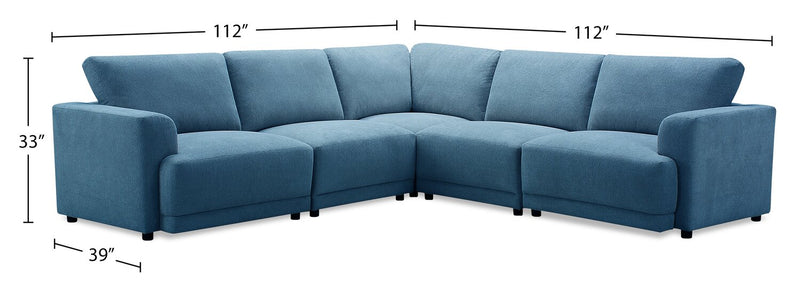 Sofa sectionnel modulaire Voyage 5 pièces en tissu avec coussins de dossier amovibles - bleu
