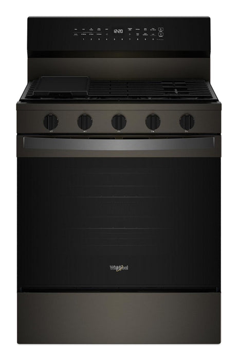 Cuisinière intelligente à gaz Whirlpool de 5 pi³ avec friture à air et autonettoyage - acier inoxydable noir - WFGS7530RV