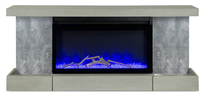 Drift 48" Electric Fireplace with Wall-mount Mantel – Grey  | Foyer électrique Drift de 48 po avec manteau mural - gris  | DRI48FIR