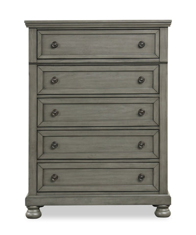 Chelsea Bedroom Chest of Drawers, 5-Drawer, 38"W x 52"H - Grey | Commode verticale de chambre à coucher Chelsea de 38 po (L) x 52 po (H) à 5 tiroirs - grise