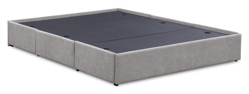 Lit de rangement Amos rembourré en tissu gris avec tête de lit capitonnée et 3 tiroirs intégrés - format lit double