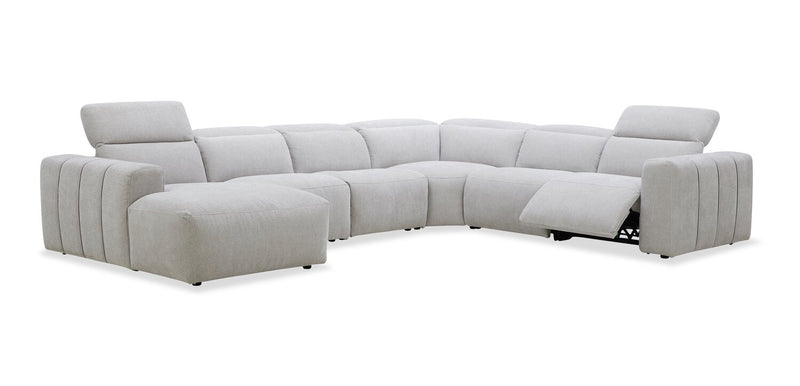 Sofa sectionnel de gauche à inclinaison électrique Presidio 6 pièces - poudre