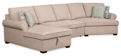 Scott Living Haven 3-Piece Right-Facing Chenille Fabric Cuddler Sleeper Sectional with Storage - Taupe | Sofa-lit sectionnel enveloppant de droite Haven de Scott Living 3 pièces en tissu de chenille avec rangement - taupe