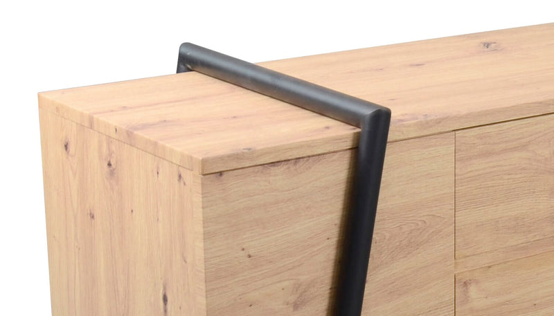 Meuble pour téléviseur moderne Rynar de 71 po avec rangement pour téléviseurs jusqu’à 80 po - bois naturel