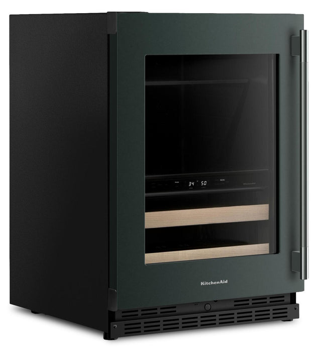 Refroidisseur à boissons KitchenAid de 24 po avec grilles à devant en bois - minerai noir - KUBL524SJP