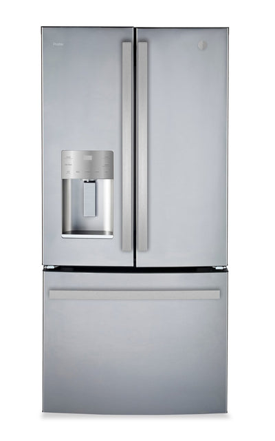 GE 33" 17.5 Cu Ft. French-Door Counter-Depth Refrigerator – Stainless Steel - PYE18HYRCFS | Réfrigérateur GE de 17,5 pi³ et de 33 po de profondeur comptoir à portes françaises - acier inoxydable - PYE18HYRCFS