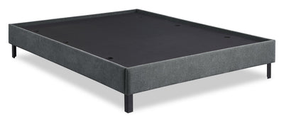 Amos Upholstered Platform Bed Base in Charcoal Fabric - Queen Size | Base de lit plateforme Amos rembourrée en tissu anthracite - format grand lit