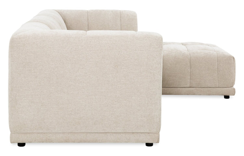 Sofa sectionnel modulaire Oaklyn 4 pièces en tissu avec pouf et coussins de siège capitonnés - beige