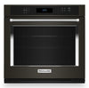 Four mural simple électrique KitchenAid de 4,3 pi³ et de 27 po avec convection véritable - acier inoxydable noir avec fini PrintShieldMC - KOES527PBS