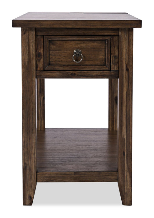 Table de fauteuil Branson de 16 po avec rangement, tablette et port USB - brun foncé