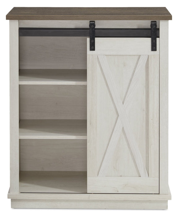 Armoire décorative Bristow de 31 po avec tablettes et porte de grange coulissante - chêne blanc