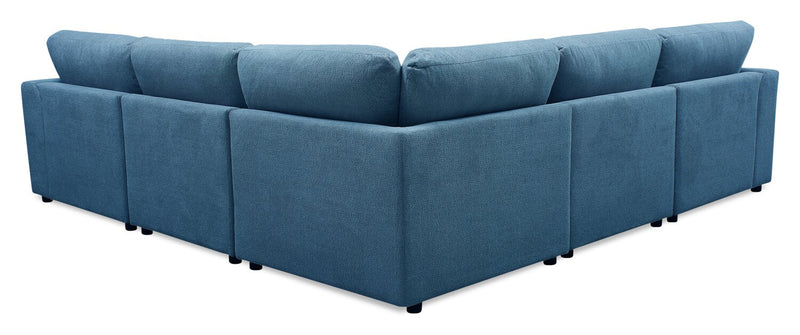 Sofa sectionnel modulaire Voyage 5 pièces en tissu avec coussins de dossier amovibles - bleu