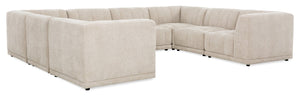 Sofa sectionnel modulaire Oaklyn 8 pièces en tissu avec coussins de siège capitonnés - beige