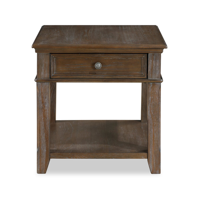Table de bout traditionnelle Weston de 24 po avec rangement et ports USB - orme brun