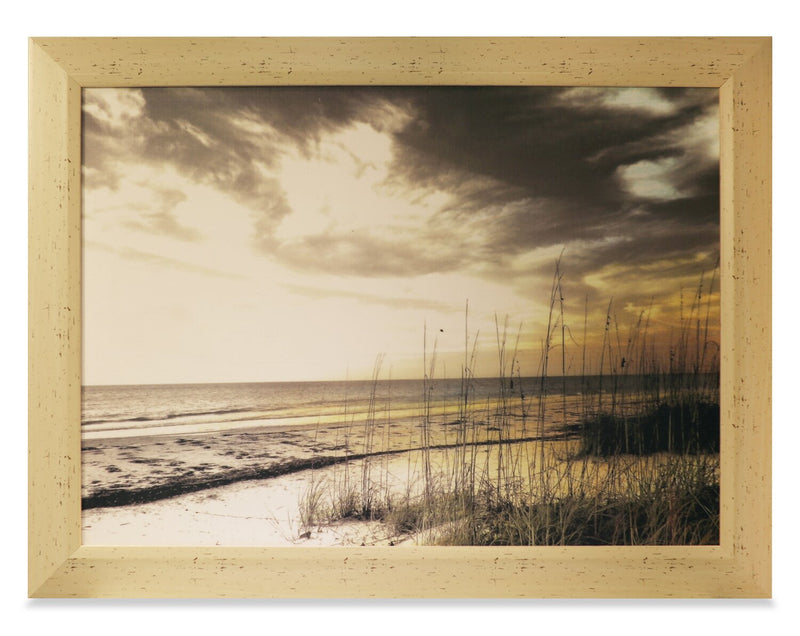 Œuvre d’art encadrée « Beach » avec fini lin - 26 po x 34 po
