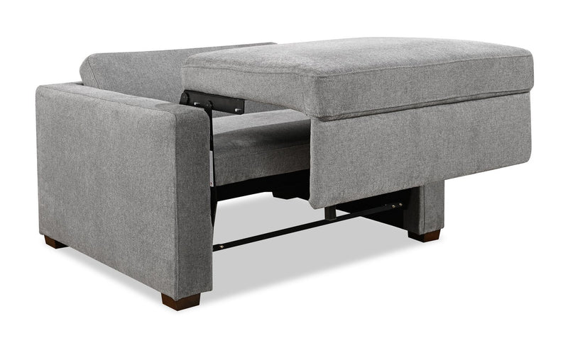 Fauteuil-lit Dusk de 52 po en tissu d’apparence lin avec accoudoirs rectilignes - gris