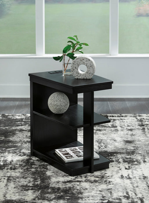 Table de fauteuil contemporaine Julian de 16 po avec ports USB - noire