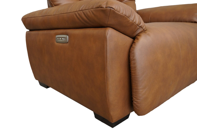 Fauteuil à inclinaison électrique Bello de 51,6 po en tissu d’apparence cuir - brun