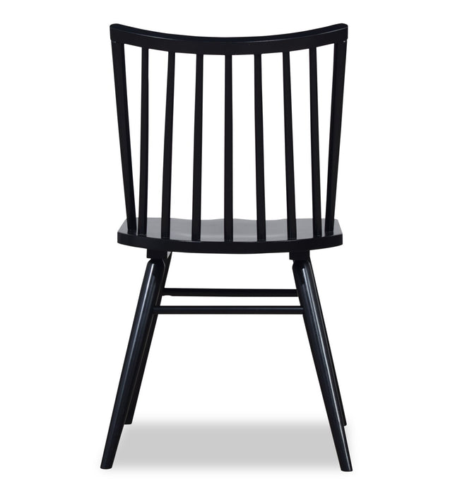 Chaise de salle à manger Astro avec dossier à barreaux en forme de fuseau courbé - noire