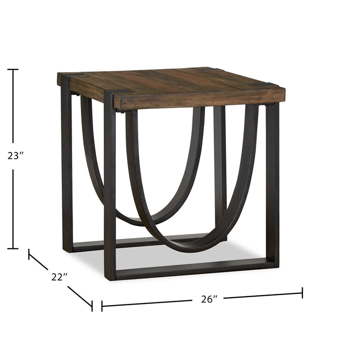 Table de bout industrielle Brewer de 26 po en bois massif - miel rustique