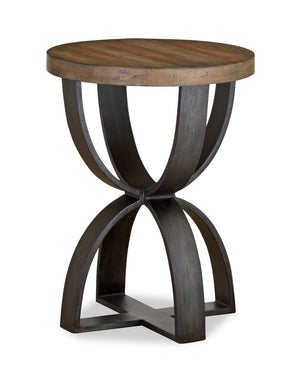 Table de bout industrielle ronde Brewer de 20 po en bois massif - miel rustique