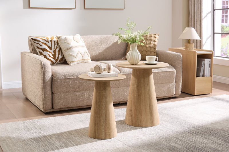2 tables d’appoint rondes Sloane - blanc vieilli 