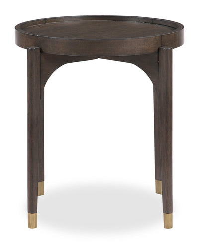 Neeva 24" Modern Round End Table - Dark Brown Birch | Table de bout ronde moderne Neeva de 24 po - bouleau brun foncé | NEEVAETB