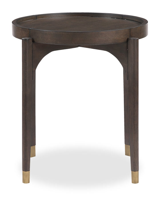 Table de bout ronde moderne Neeva de 24 po - bouleau brun foncé