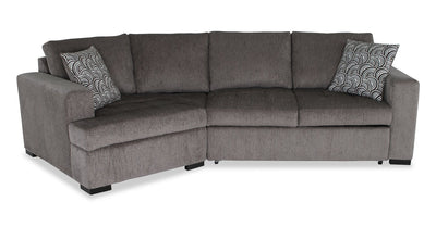 Made in Canada Legend 2-Piece Left-Facing Chenille Fabric Cuddler Sleeper Sectional - Pewter Brown | Sofa-lit sectionnel enveloppant de gauche Legend 2 pièces fabriqué au Canada en tissu de chenille - brun étain