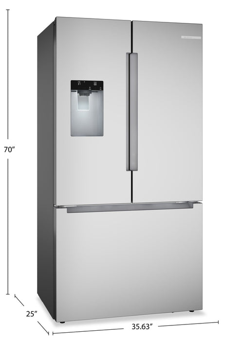 Réfrigérateur Bosch de 36 po et de 21,6 pi3 à portes françaises - acier inoxydable résistant aux traces de doigts - B36CD10ENS