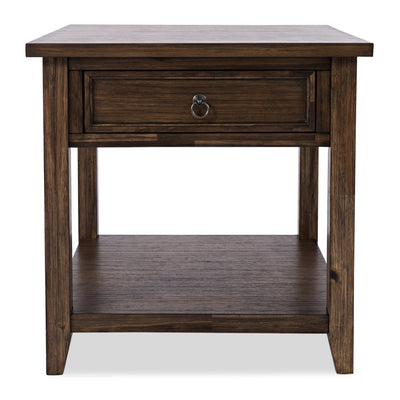 Branson 24" End Table with Storage and Shelf - Dark Brown | Table de bout Branson de 24 po avec rangement et tablette - brun foncé | BRANSETB