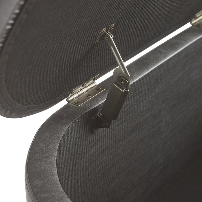 Pouf de rangement Victoria de 18 po en similicuir avec base en métal - anthracite