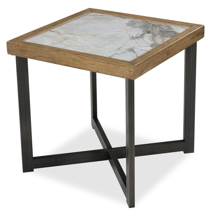 Table de bout contemporaine Marina de 25 po avec carreau en pierre - naturelle