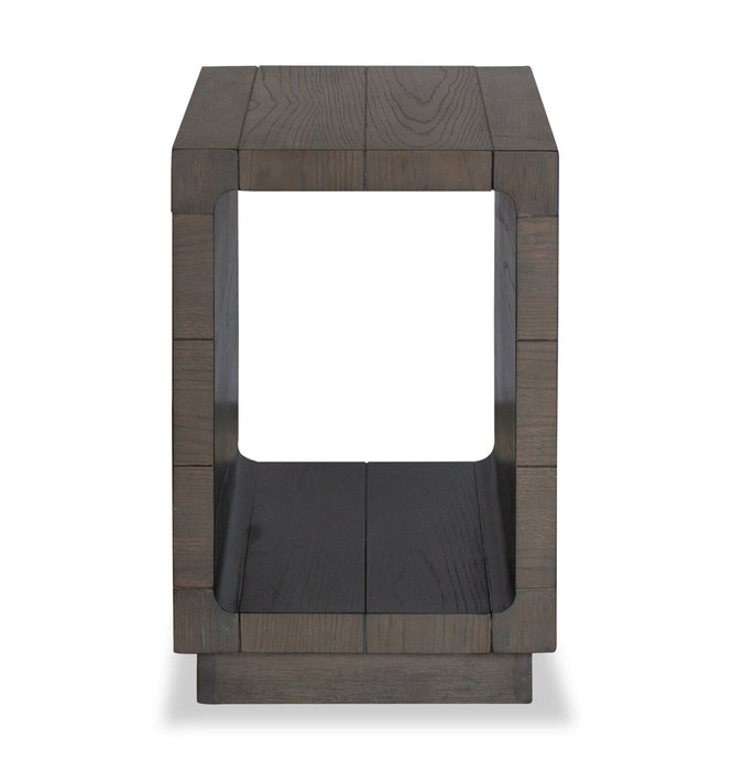 Table de fauteuil moderne Avalon de 16 po en bois massif avec tablette - brune