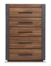 Commode verticale Dante de 36 po (L) x 52,4 po (H) à 5 tiroirs pour la chambre à coucher - brune