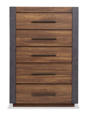 Commode verticale Dante de 36 po (L) x 52,4 po (H) à 5 tiroirs pour la chambre à coucher - brune