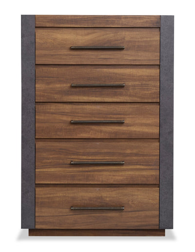 Scott Living Dante Bedroom Chest of Drawers, 5-Drawer, 36"W x 52.4"H - Brown | Commode verticale Dante de Scott Living de 36 po (L) x 52,4 po (H) à 5 tiroirs pour la chambre à coucher - brune