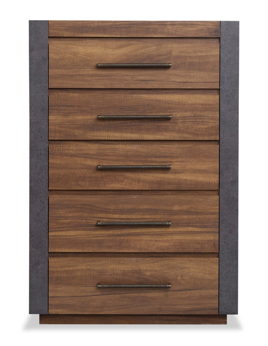 Commode verticale Dante de 36 po (L) x 52,4 po (H) à 5 tiroirs pour la chambre à coucher - brune