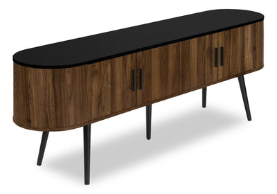 Elle 72" Rustic TV Stand with Storage and Cable Management for TVs up to 80"- Dark Brown and Black | Meuble pour téléviseur rustique Elle de 72 po avec rangement et système de gestion des câbles pour téléviseurs jusqu’à