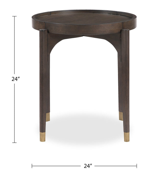 Table de bout ronde moderne Neeva de 24 po - bouleau brun foncé