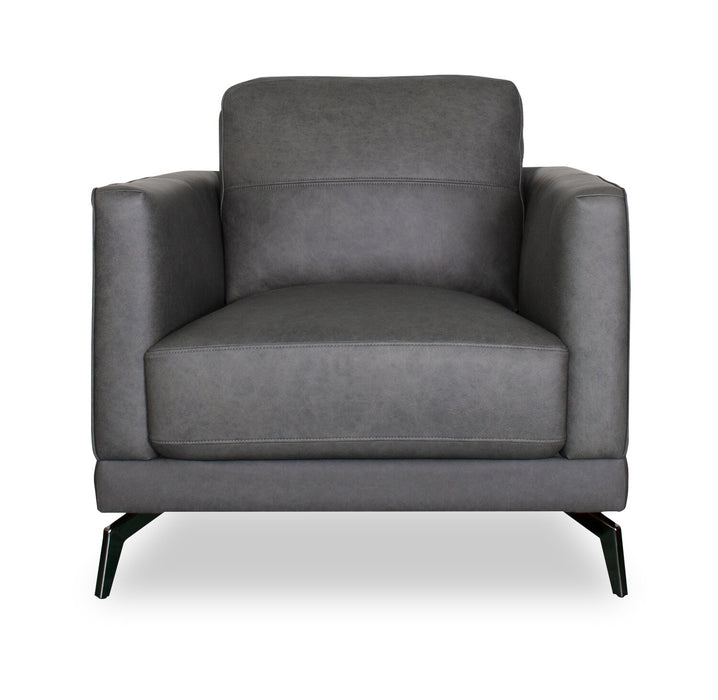 Fauteuil Melrose de 36,5 po en cuir véritable de qualité supérieure avec pattes en métal - gris