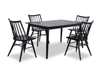  Ensemble de salle à manger Astro 5 pièces avec table de 59,1 po (L) et 4 chaises à dossier à barreaux en forme de fuseau - noir