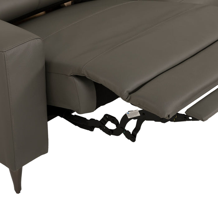 Sofa sectionnel de droite à inclinaison électrique Valentino 3 pièces en cuir véritable avec appuie-têtes réglables - gris