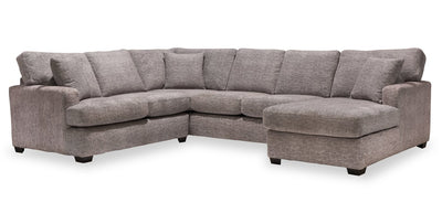Made in Canada Luxe 3-Piece Right-Facing Fabric Sectional with Removable Cushions - Zaftig Dove Grey | Sofa sectionnel de droite Luxe 3 pièces fabriqué au Canada en tissu avec coussins amovibles - gris colombe Zaftig