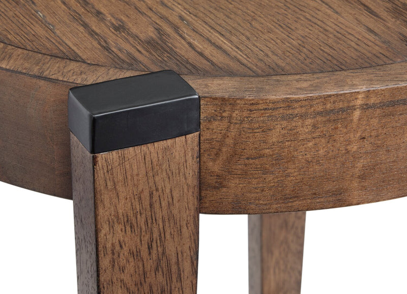 Table de bout ronde Gordon de 18 po en bois massif - brune