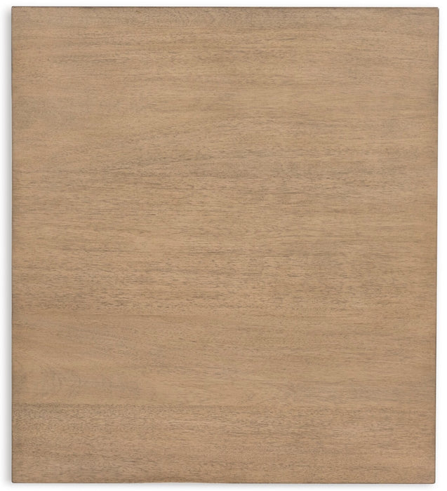 Table de bout Wells de 24 po en bois massif avec rangement et tablette - deux teintes de brun