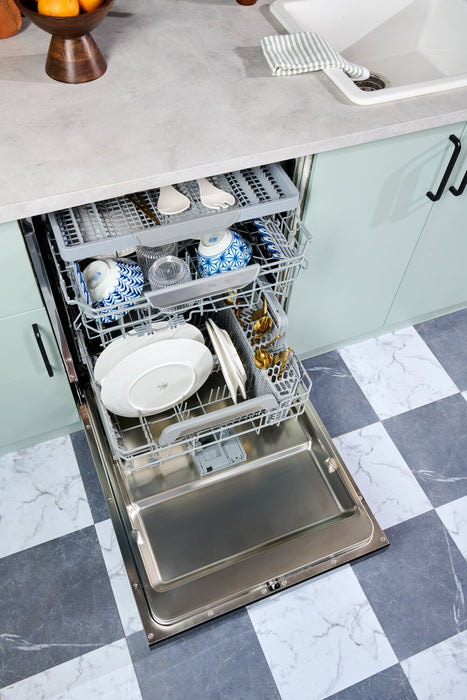 Lave-vaisselle encastré Kenmore de 24 po et de 45 dBA avec commandes à l’avant - Acier Inoxydable - KKDW3RPHLIFT-45SS